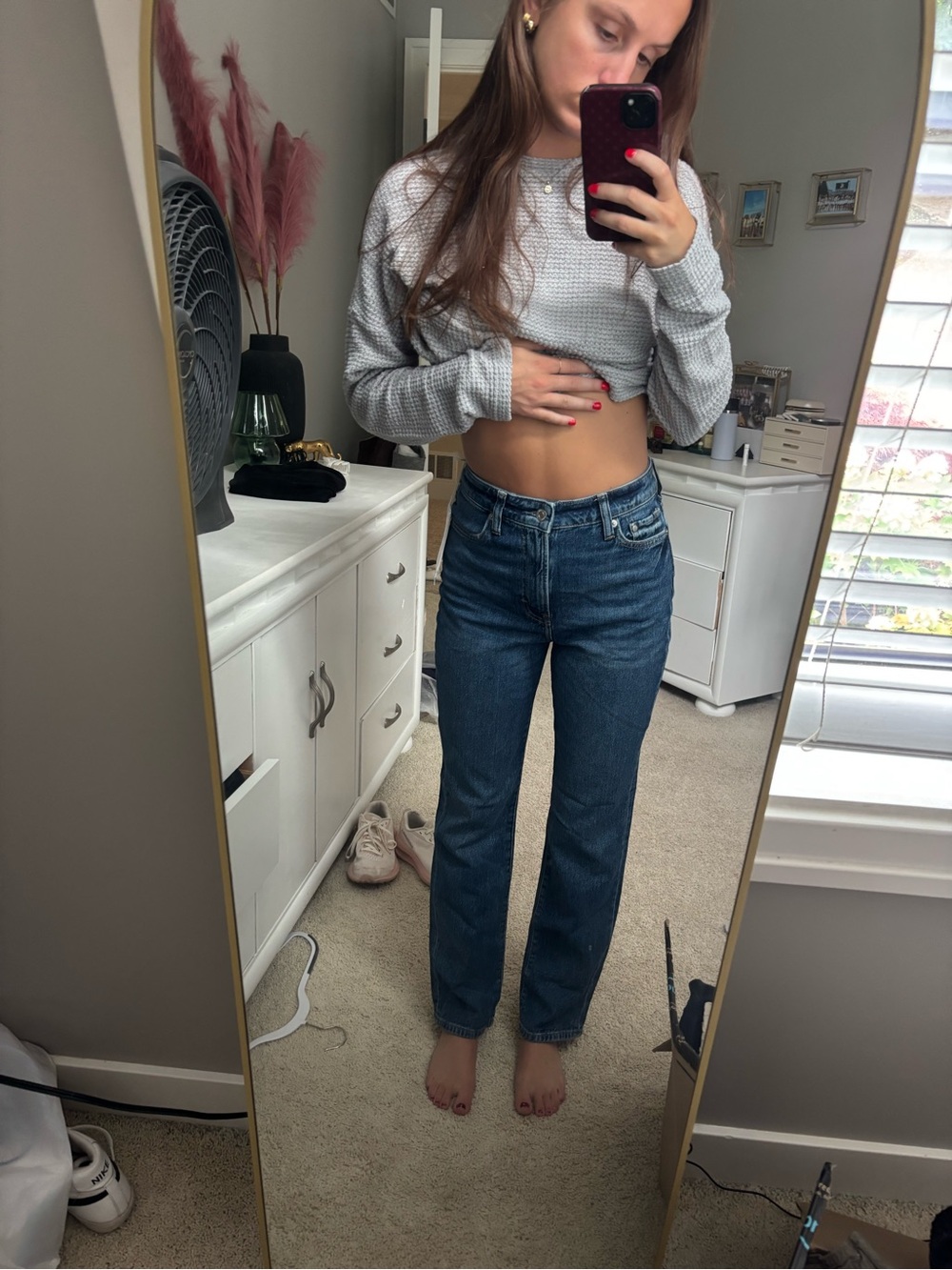 Classic High-Rise Straight Leg Jeans - Dark Blue - Picture 1 of 4